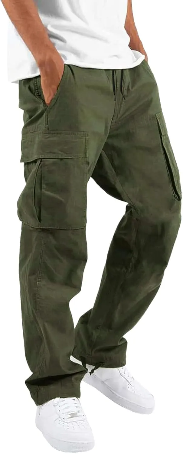 Cargo Pants for Men Work Deep Pockets Casual Hiking Pants Workout Joggers Stretch Twill Track Sweatpants Multi Pockets