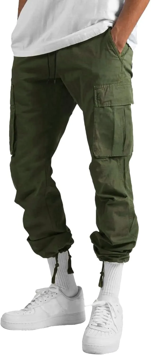 Cargo Pants for Men Work Deep Pockets Casual Hiking Pants Workout Joggers Stretch Twill Track Sweatpants Multi Pockets