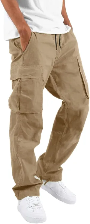 Cargo Pants for Men Work Deep Pockets Casual Hiking Pants Workout Joggers Stretch Twill Track Sweatpants Multi Pockets