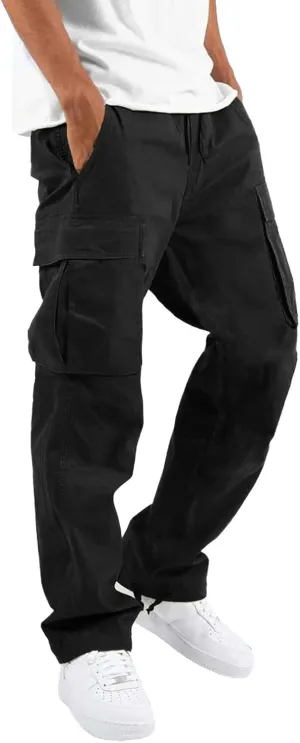 Cargo Pants for Men Work Deep Pockets Casual Hiking Pants Workout Joggers Stretch Twill Track Sweatpants Multi Pockets