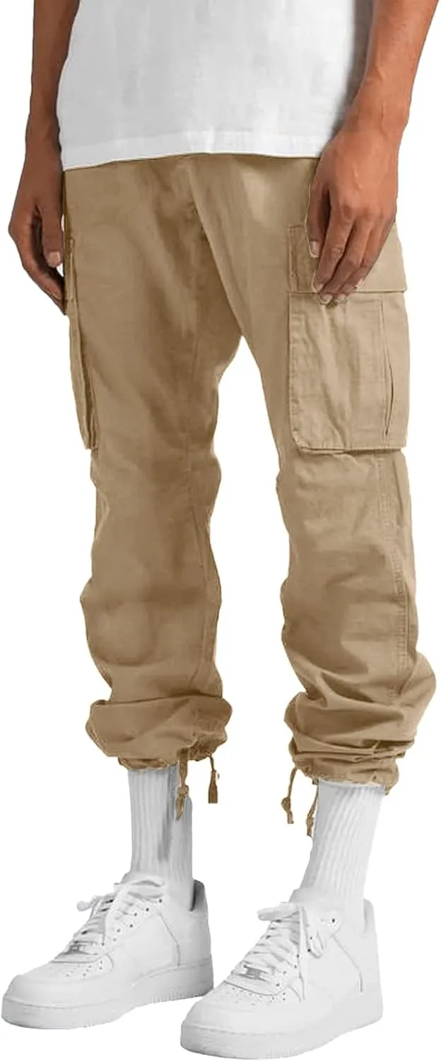 Cargo Pants for Men Work Deep Pockets Casual Hiking Pants Workout Joggers Stretch Twill Track Sweatpants Multi Pockets