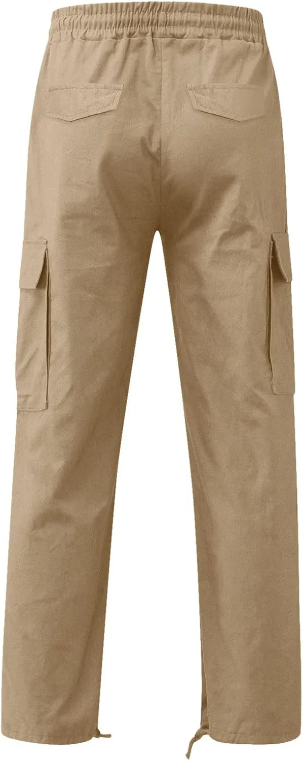 Cargo Pants for Men Work Deep Pockets Casual Hiking Pants Workout Joggers Stretch Twill Track Sweatpants Multi Pockets