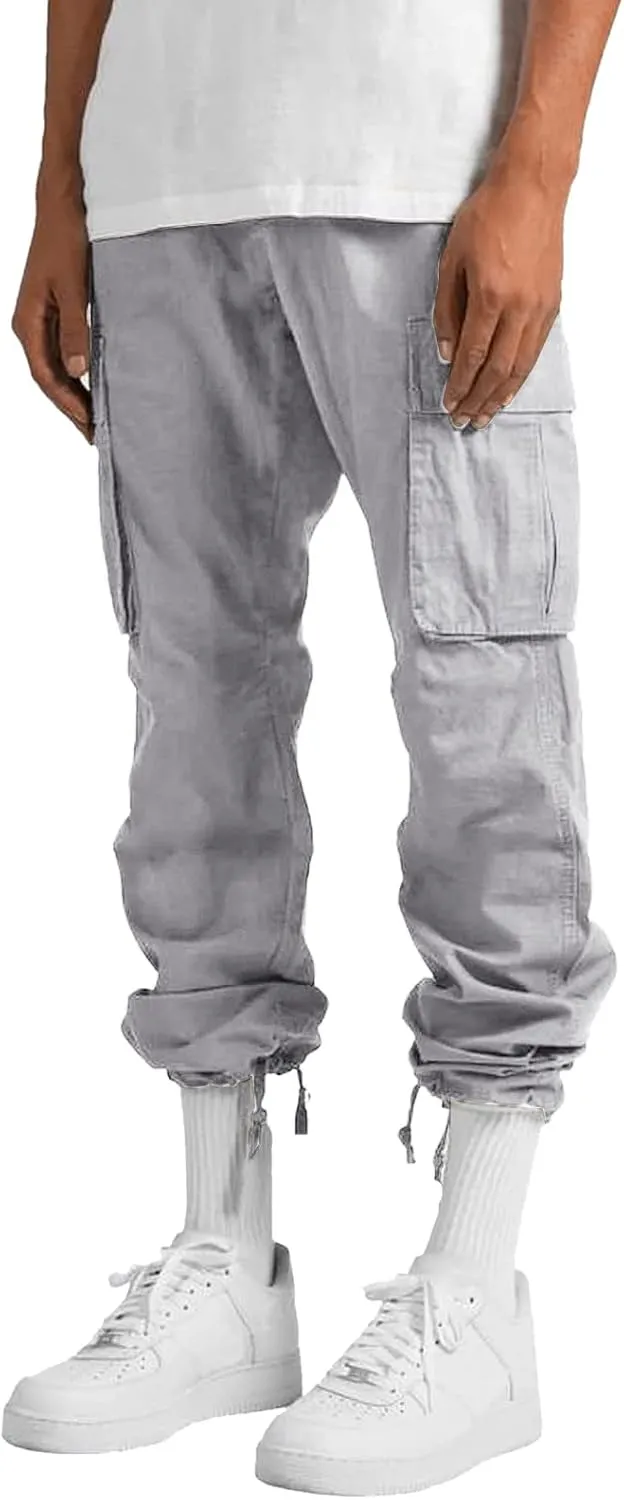 Cargo Pants for Men Work Deep Pockets Casual Hiking Pants Workout Joggers Stretch Twill Track Sweatpants Multi Pockets