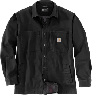 Carhartt Men's Rugged Flex Relaxed Fit Canvas Fleece-Lined Snap-Front Shirt Jac
