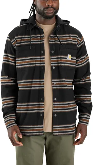 Carhartt Men's Rugged Flex Relaxed Fit Flannel Fleece Lined Hooded Shirt Jac