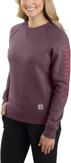Carhartt Women's Relaxed Fit Midweight Crewneck Block Logo Sleeve Graphic Sweatshirt