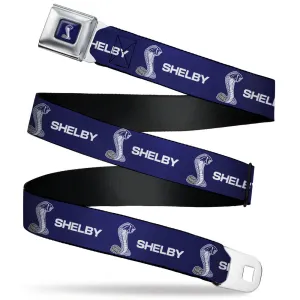 Carroll Shelby Super Snake Cobra Navy/White Seatbelt Belt - SHELBY Super Snake Cobra Navy/White Webbing