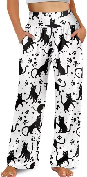 Casual Pants Women Wide Leg Dress Pants High Waisted Loose Fit Work Travel Trousers with Pockets S-3XL