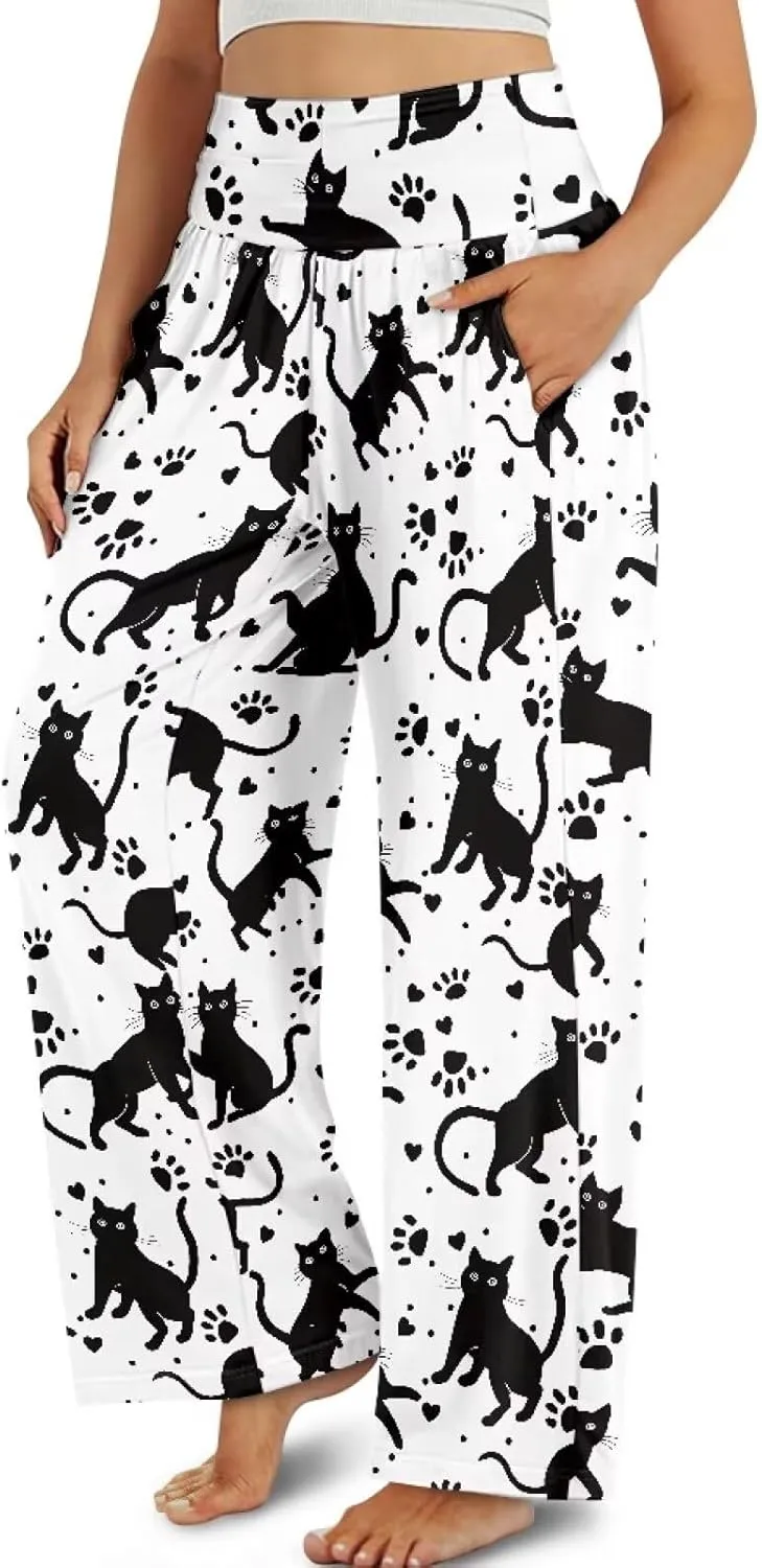 Casual Pants Women Wide Leg Dress Pants High Waisted Loose Fit Work Travel Trousers with Pockets S-3XL