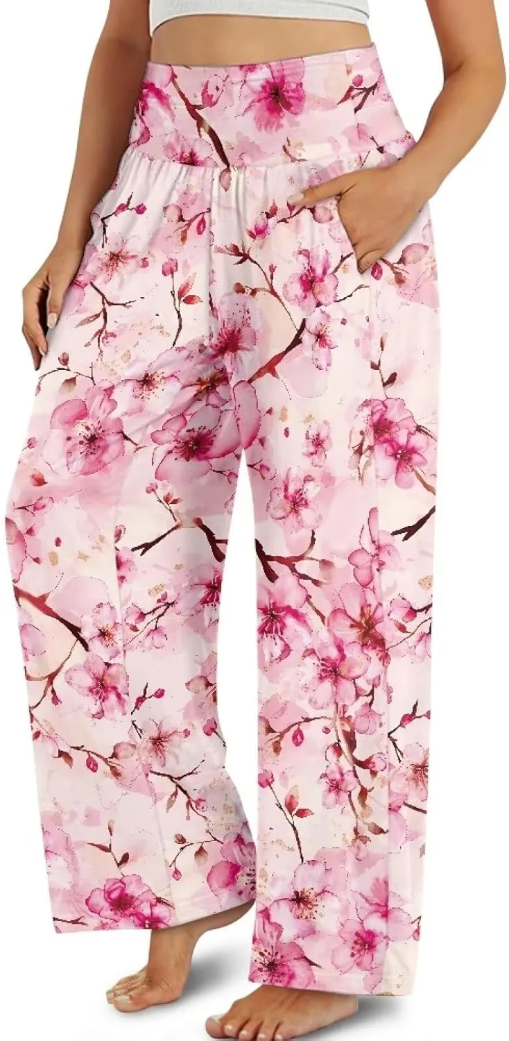 Casual Pants Women Wide Leg Dress Pants High Waisted Loose Fit Work Travel Trousers with Pockets S-3XL