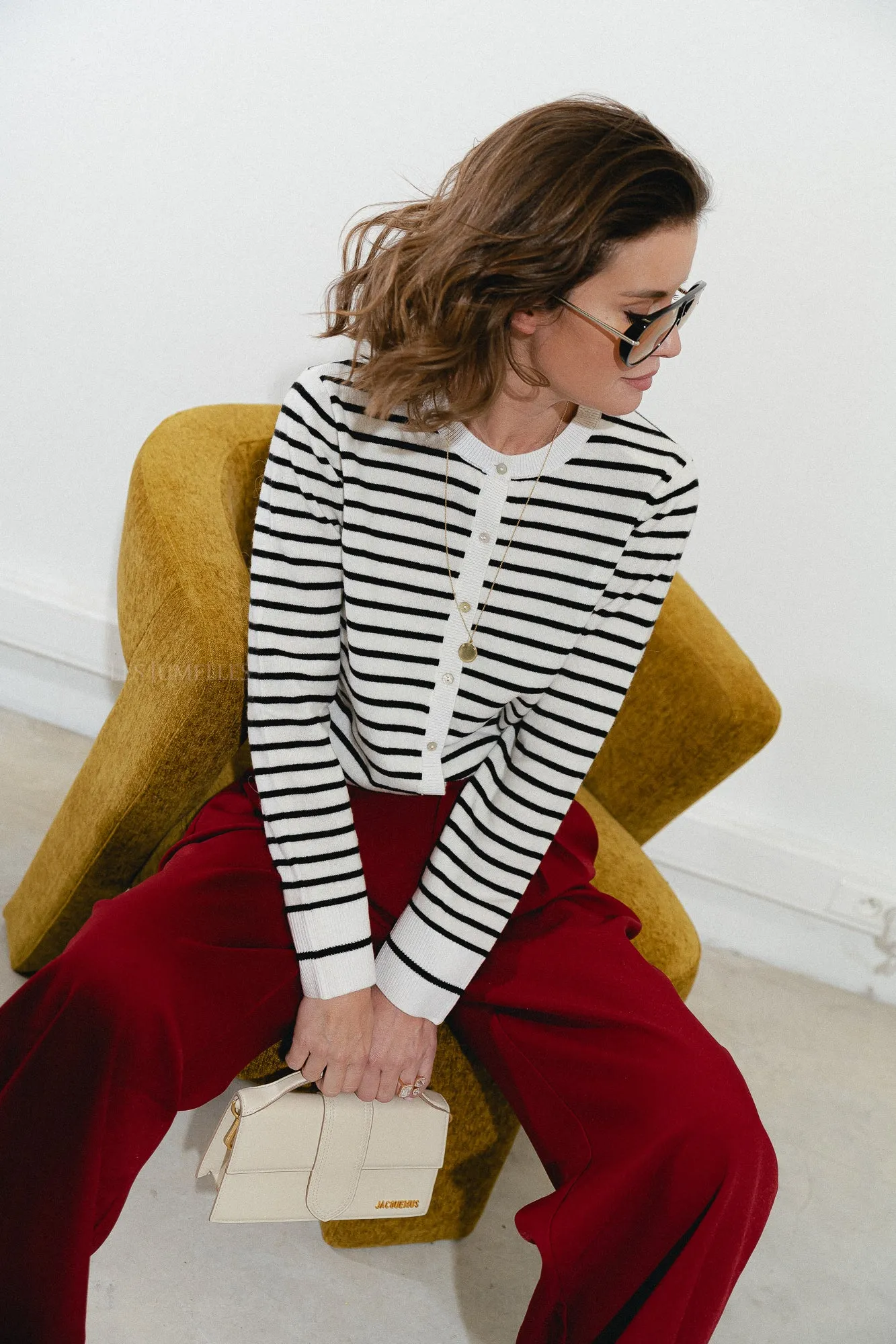 CisseSW stripe cardigan black/off white