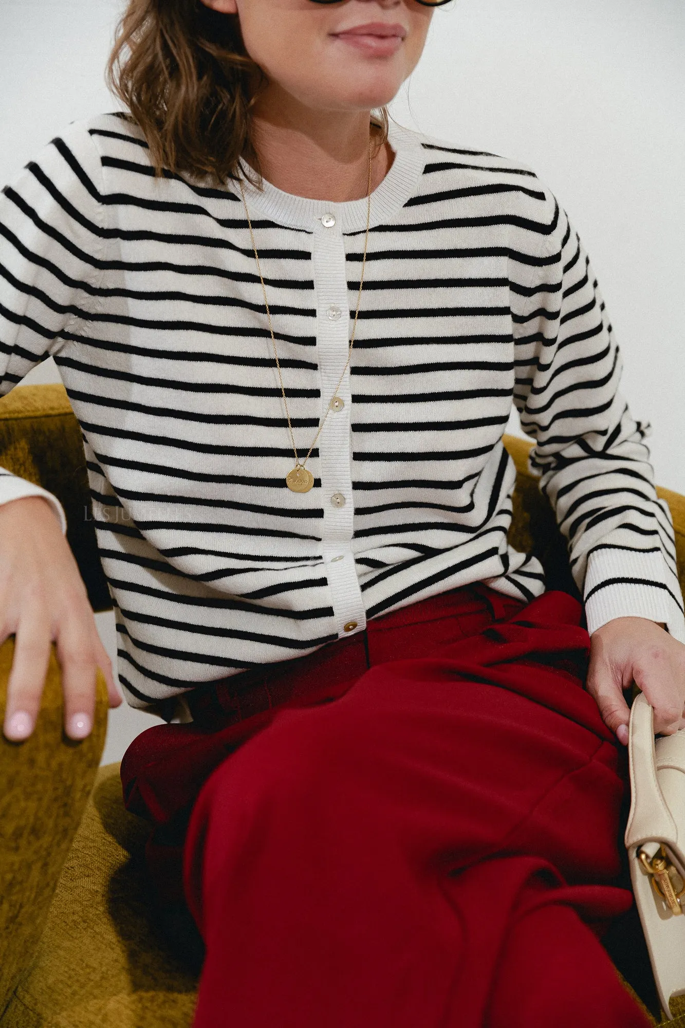 CisseSW stripe cardigan black/off white
