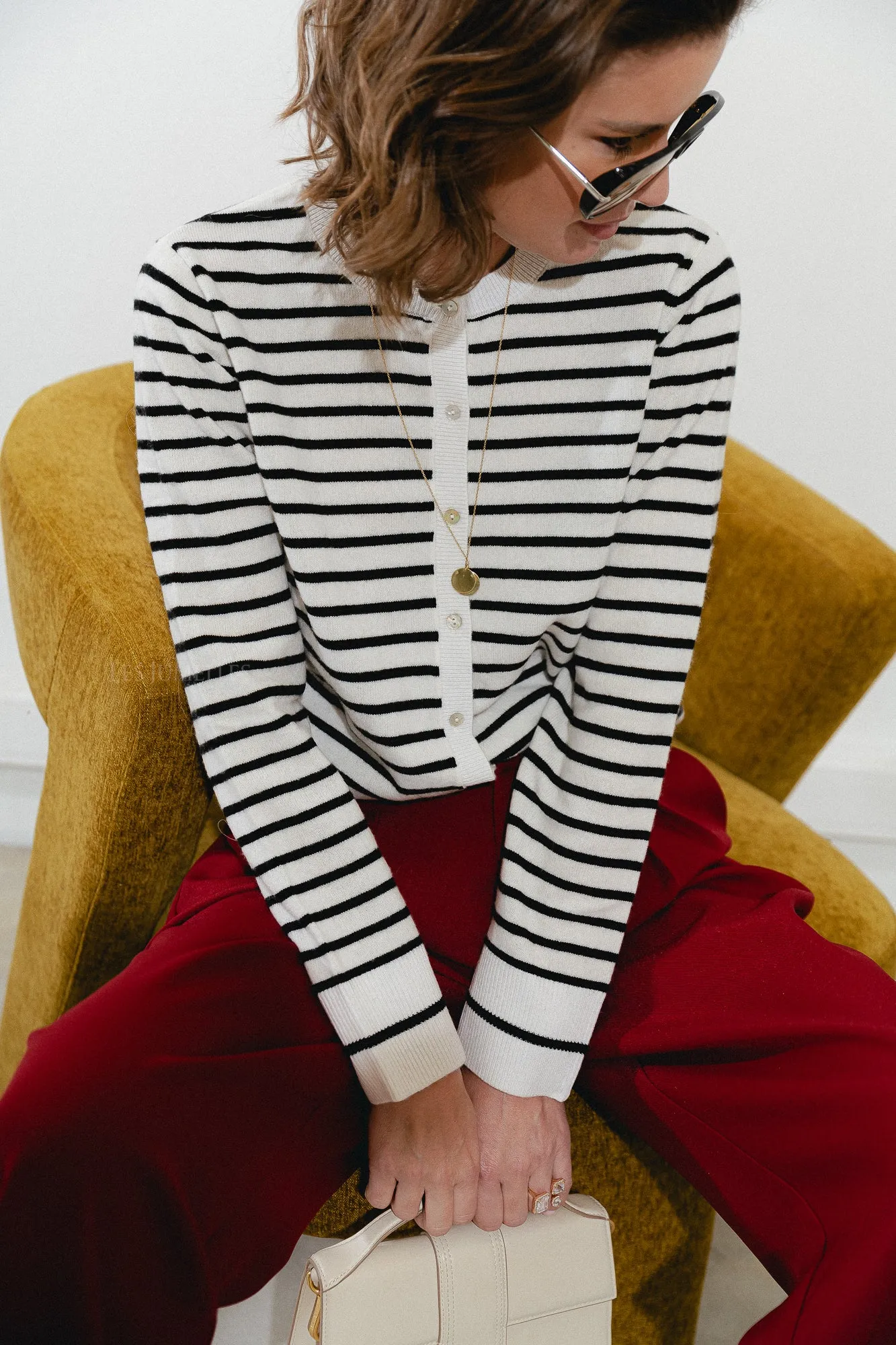 CisseSW stripe cardigan black/off white