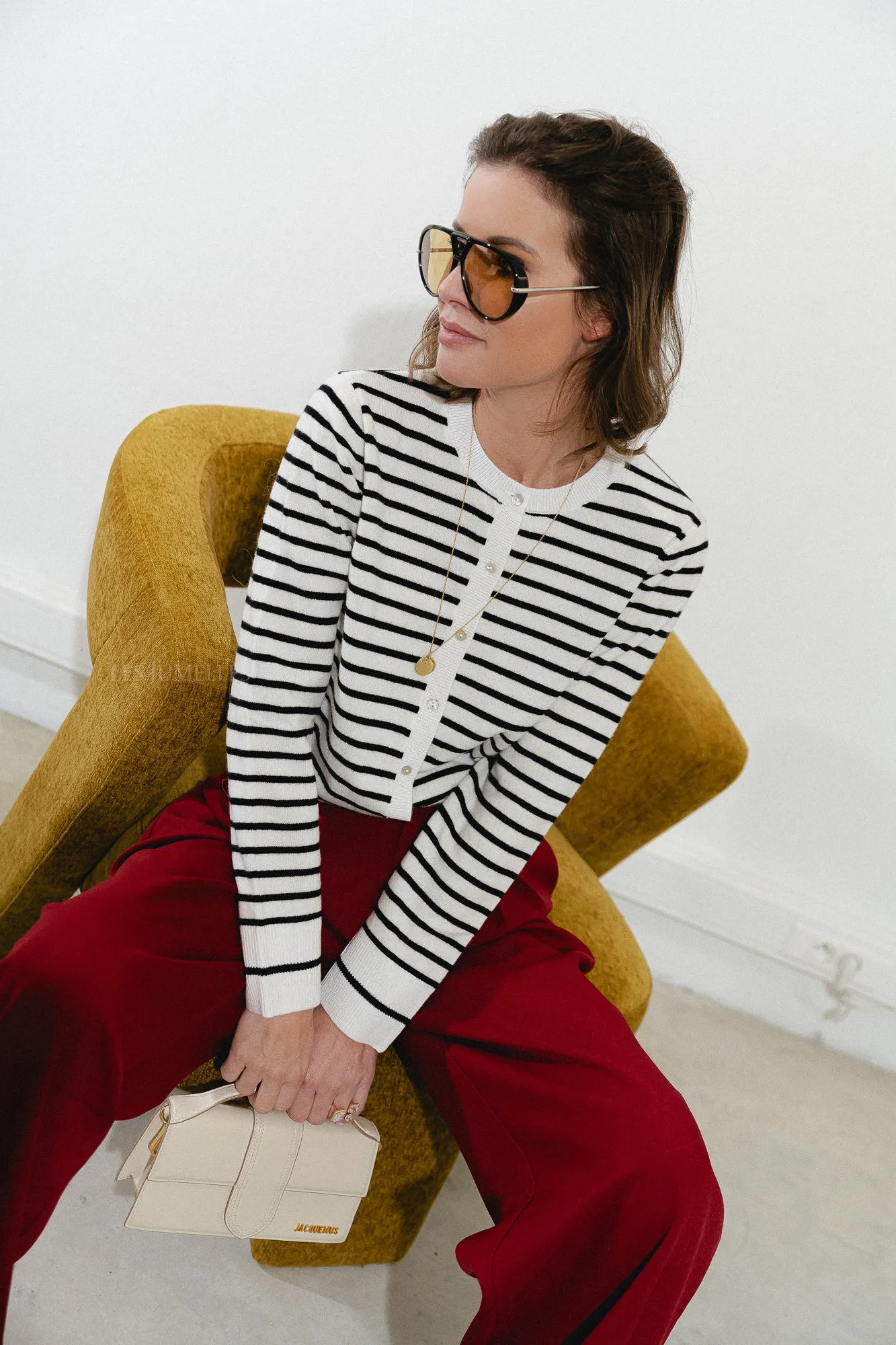 CisseSW stripe cardigan black/off white