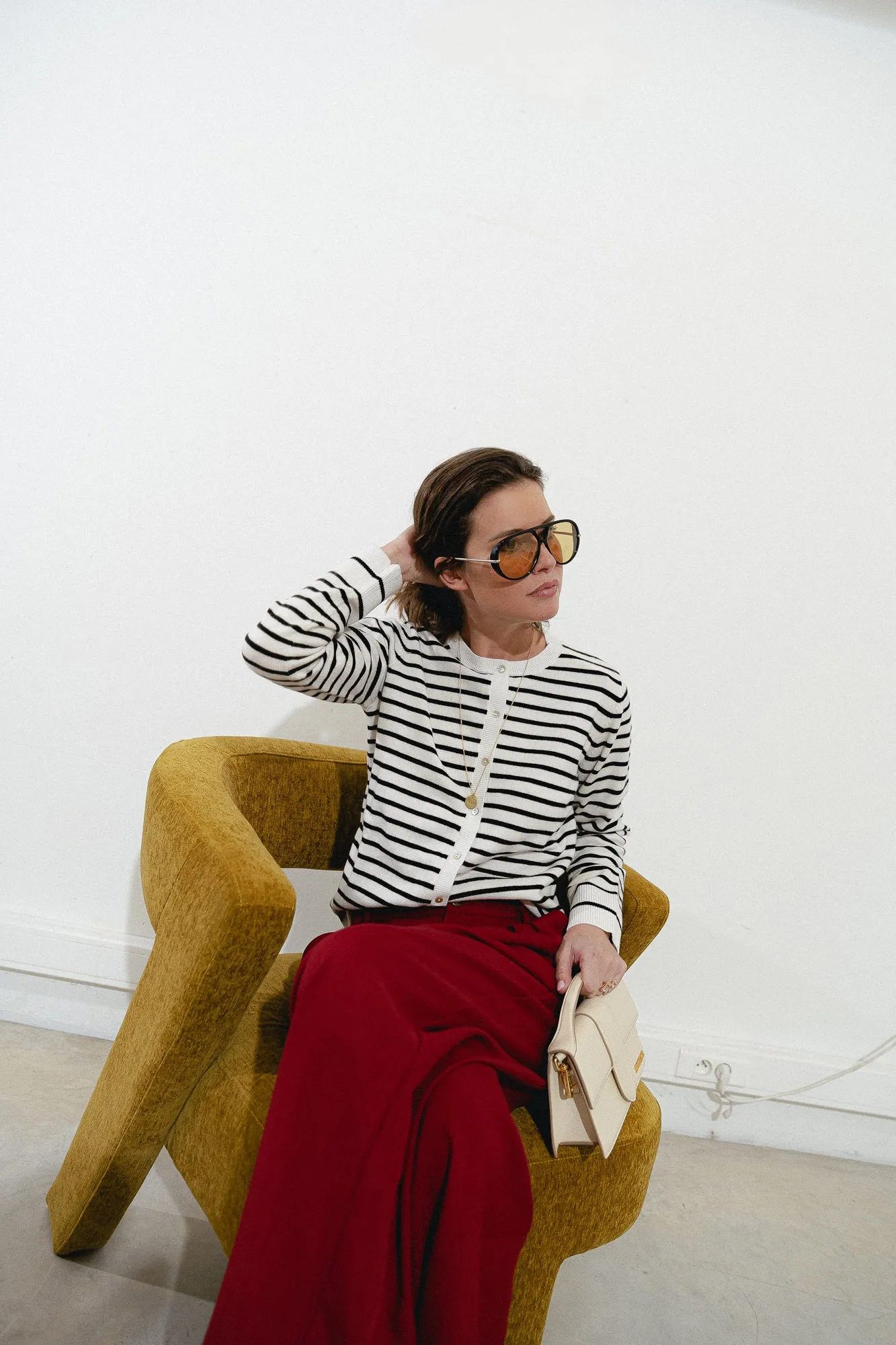 CisseSW stripe cardigan black/off white