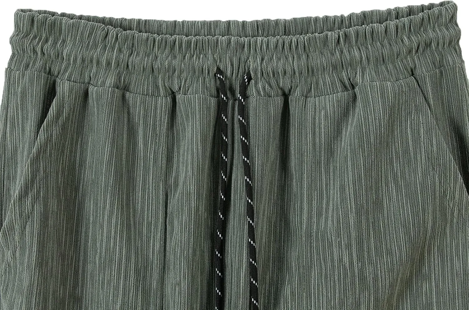 Corduroy Pants Men Casual Plain Baggy Summer Trousers Open Bottom Loose Drawstring Outdoor Elastic Waist Sweatpants