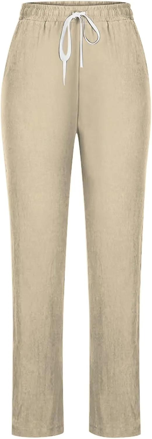 Corduroy Pleated Pants for Women Winter Loose-Fitting Beach Slacks with Pockets Wide Leg Flare Leggings