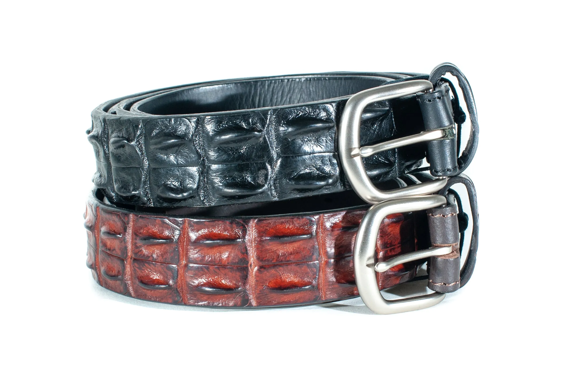 Crocodile Skin Hornback Belt