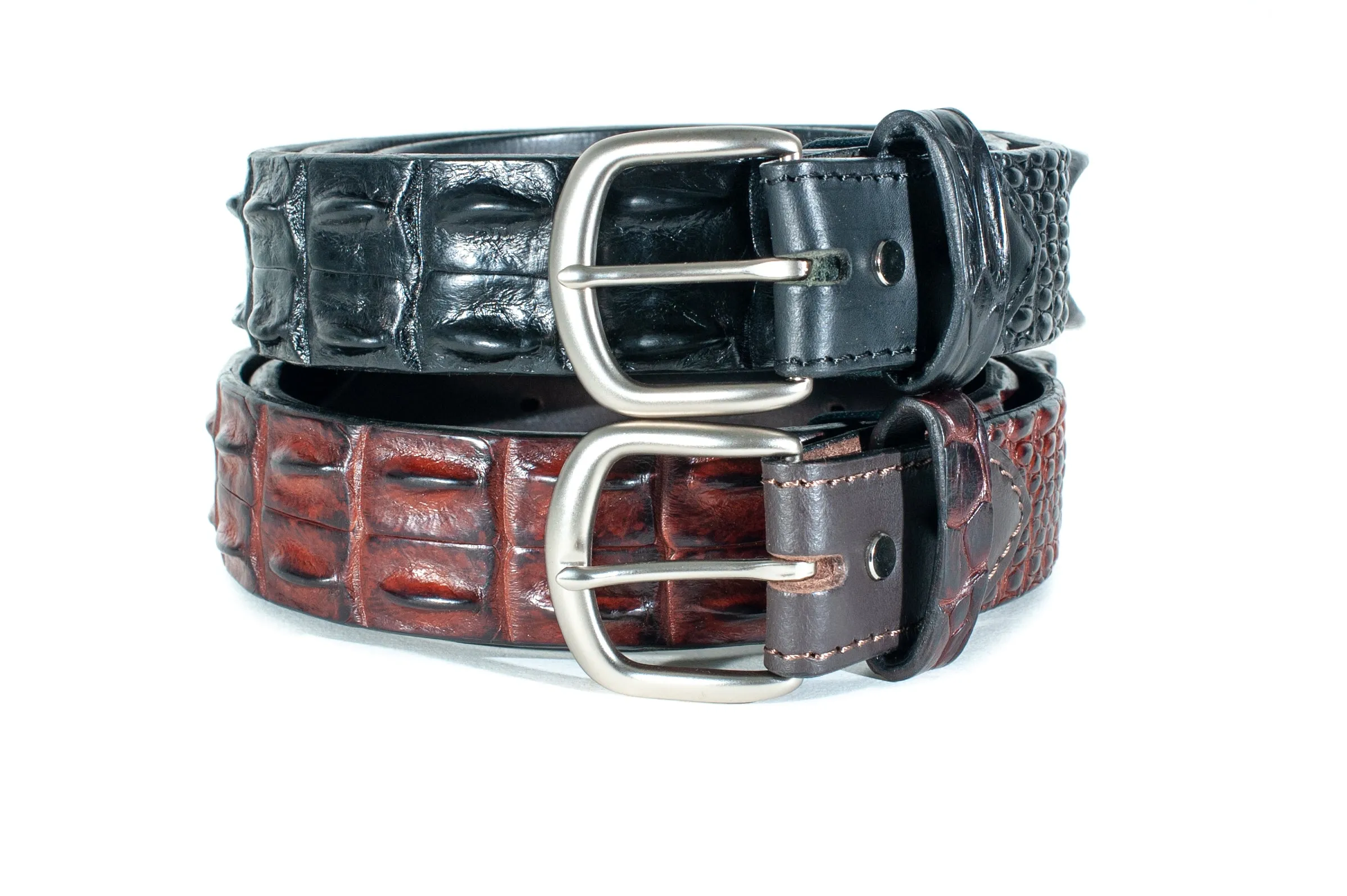 Crocodile Skin Hornback Belt