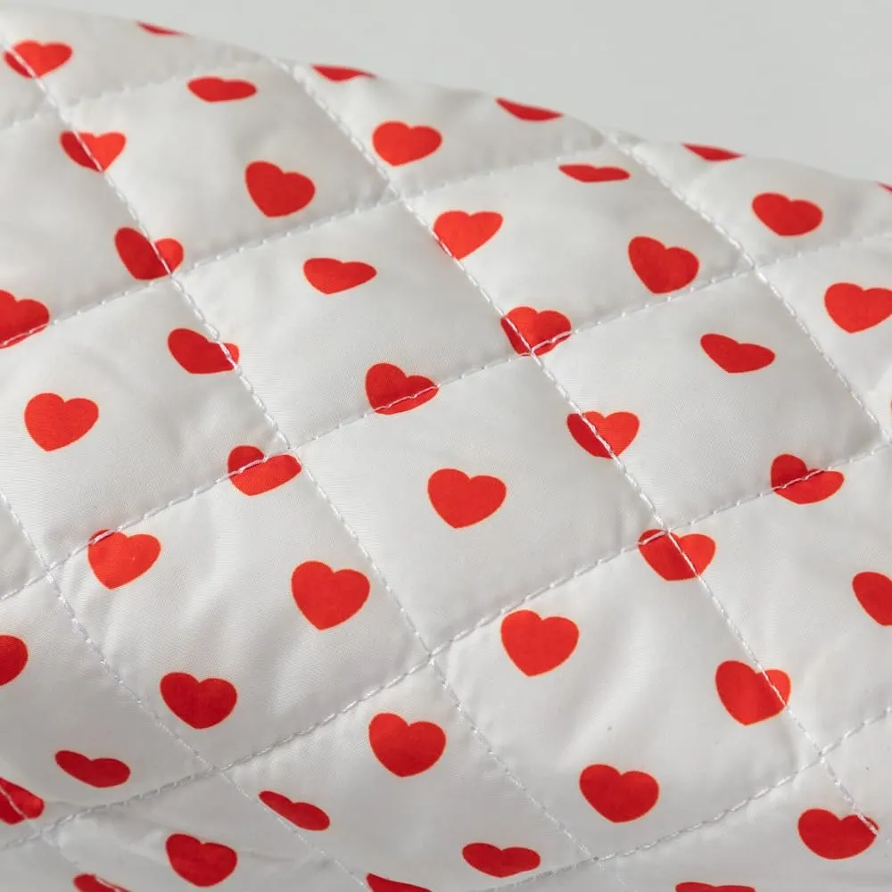 Cute Heart Patterns Makeup Bag Y2K Coquette Quilted Cosmetic Pouch Girly Fairy Puffy Purse Preppy Aesthetic Organizer (Red,Medium)