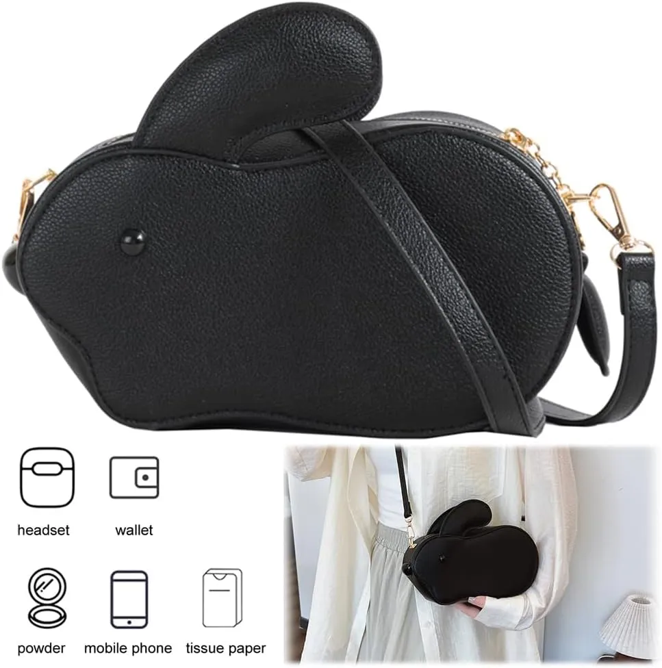 Cute Rabbit Shape Crossbody Bag for Women - Adjustable PU Leather Handbag for Travel, Shopping, and Commuting (White)