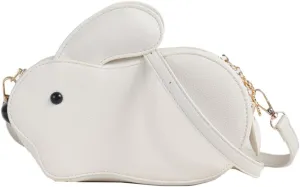 Cute Rabbit Shape Crossbody Bag for Women - Adjustable PU Leather Handbag for Travel, Shopping, and Commuting (White)