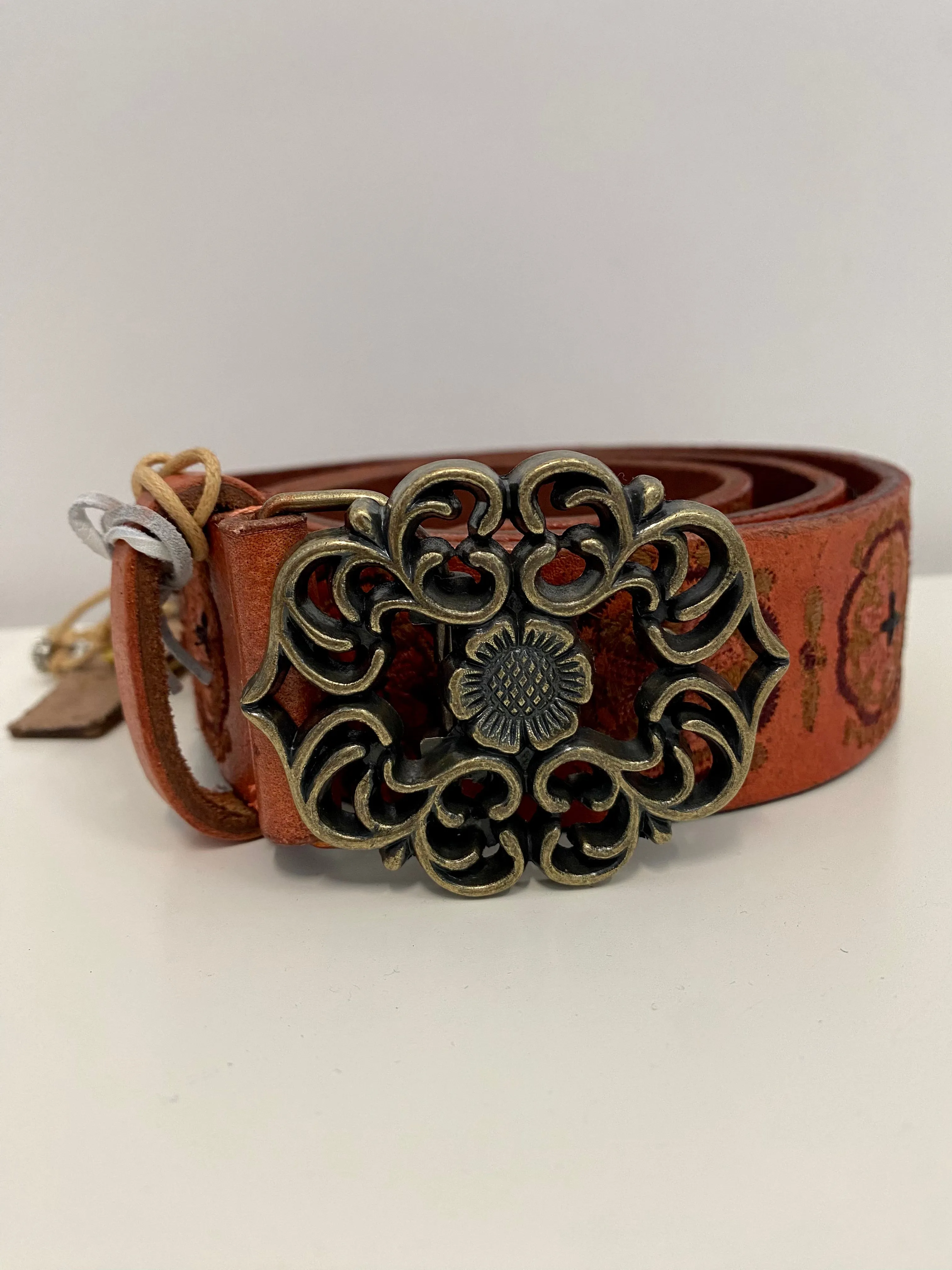Deni Embroidered Belt - Tan