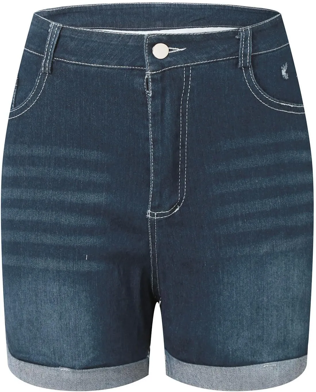 Denim Shorts Women High Waisted Stretchy Rolled Hem Jean Shorts Straight Leg Baggy Casual Y2K Jorts Short with Pocket