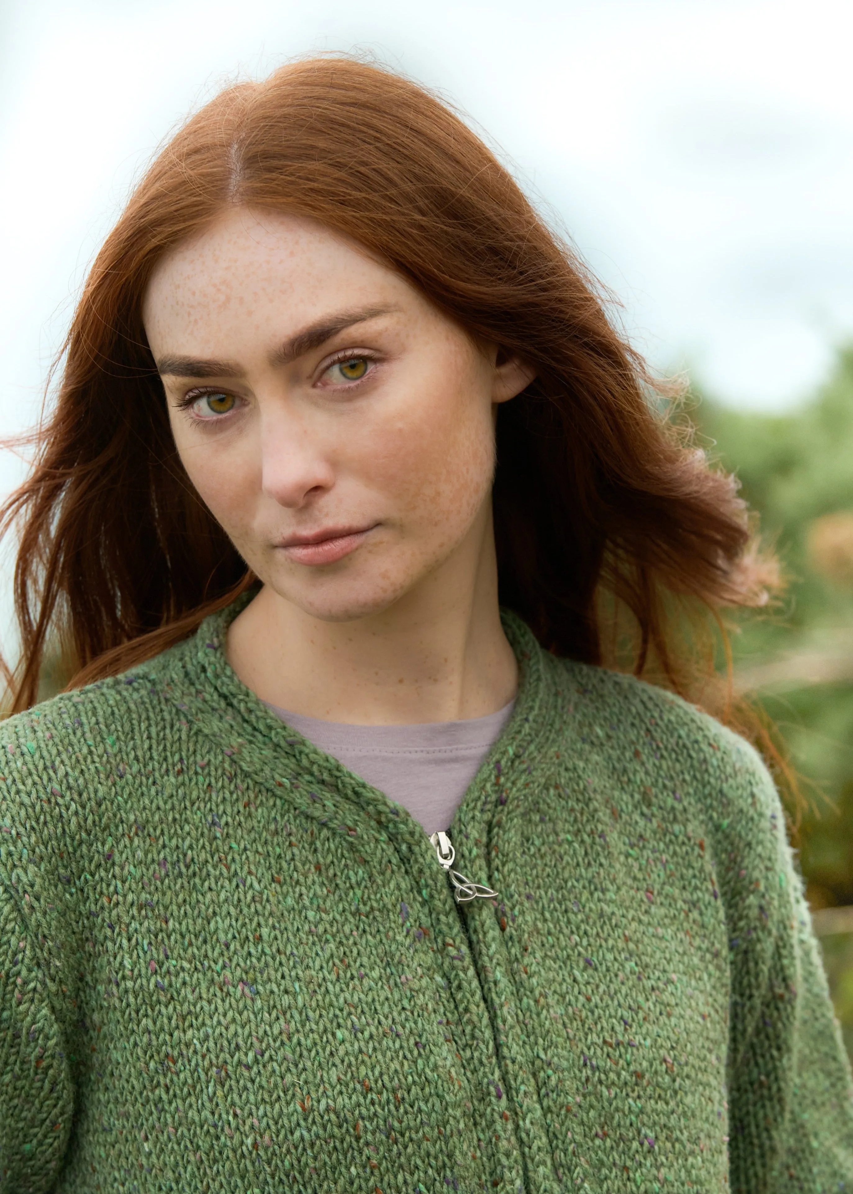 Donegal Wool Trinity Zip Cardigan | Sage