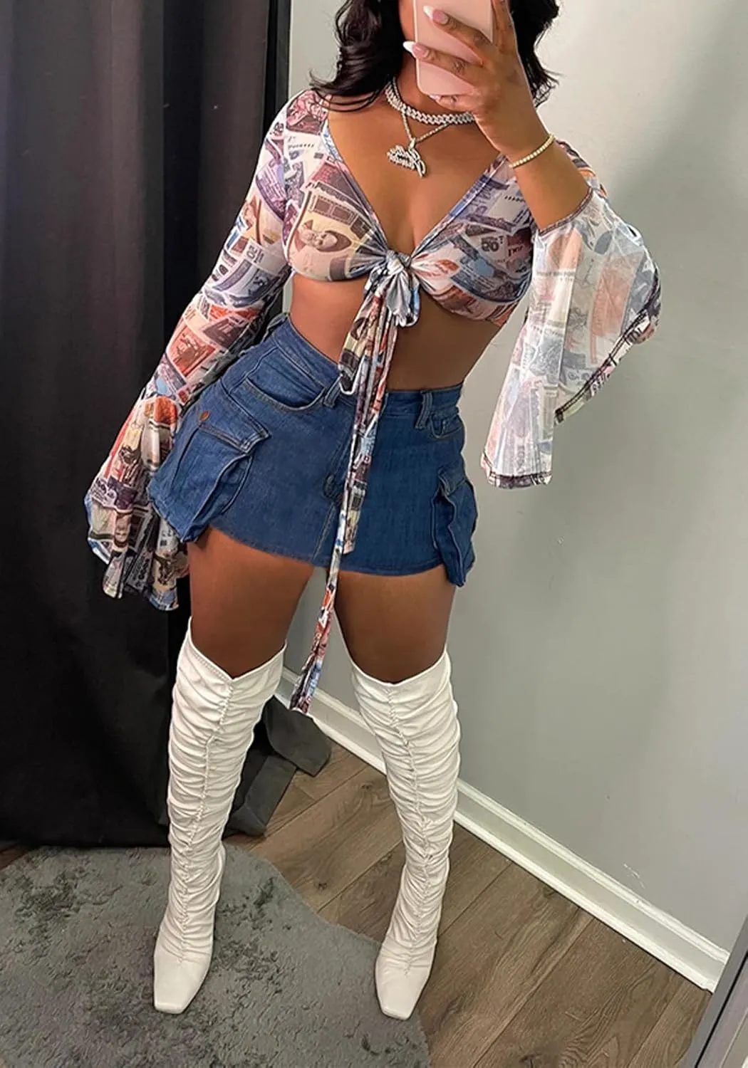 Ecirod Womens Summer Denim Pleated Mini Skorts Frayed Raw Hem High Waisted Slit Bodycon Jean Skirt Shorts with Pockets