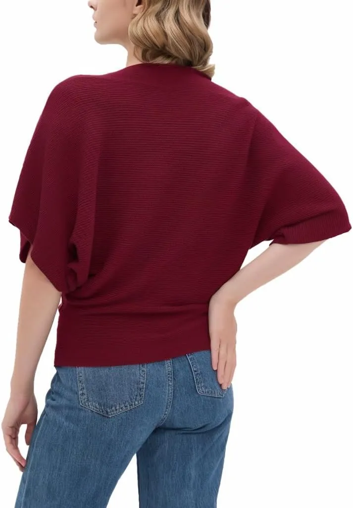 EDSTAR Women Dolman Batwing Sleeves Knitted Sweaters Winter Boat Neck Pullovers Tops