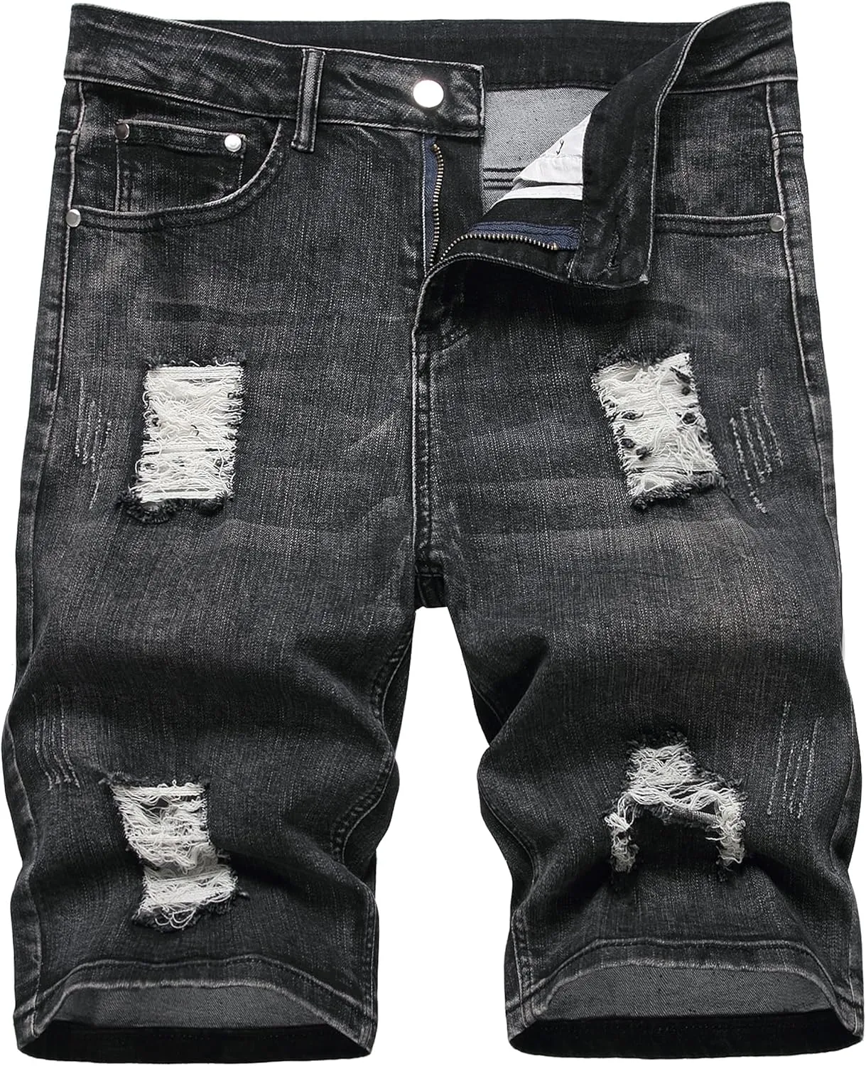 Enrica Men's Ripped Distressed Slim Fit Holes Denim Shorts