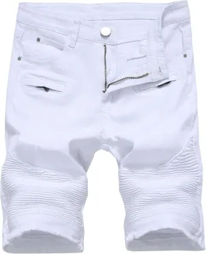 Enrica Men's Ripped Distressed Slim Fit Holes Denim Shorts