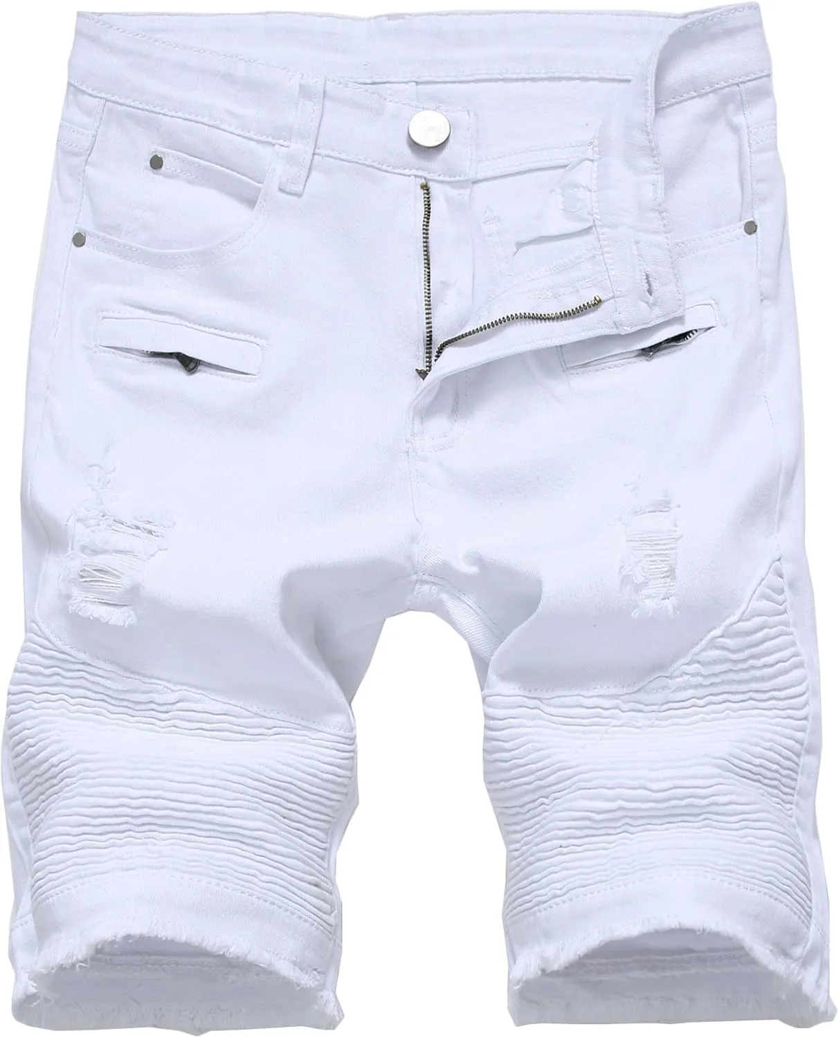 Enrica Men's Ripped Distressed Slim Fit Holes Denim Shorts