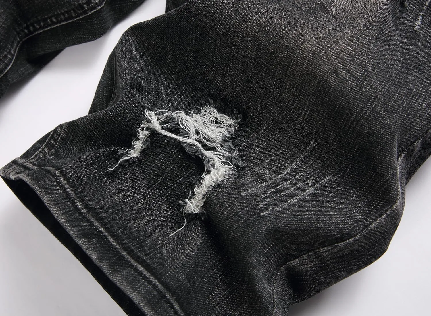 Enrica Men's Ripped Distressed Slim Fit Holes Denim Shorts