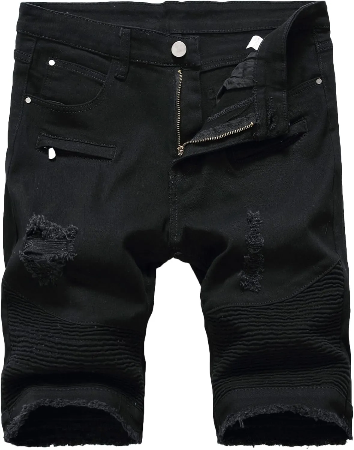 Enrica Men's Ripped Distressed Slim Fit Holes Denim Shorts