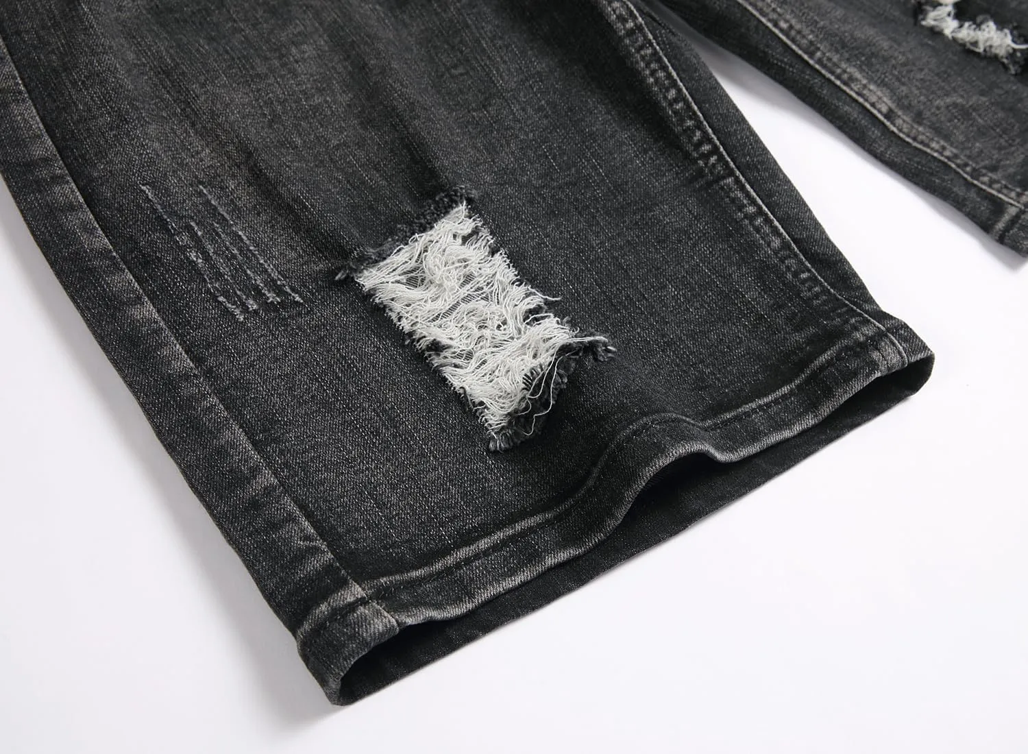 Enrica Men's Ripped Distressed Slim Fit Holes Denim Shorts