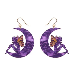 Erstwilder - Fairy Moon Drop Earrings in Purple