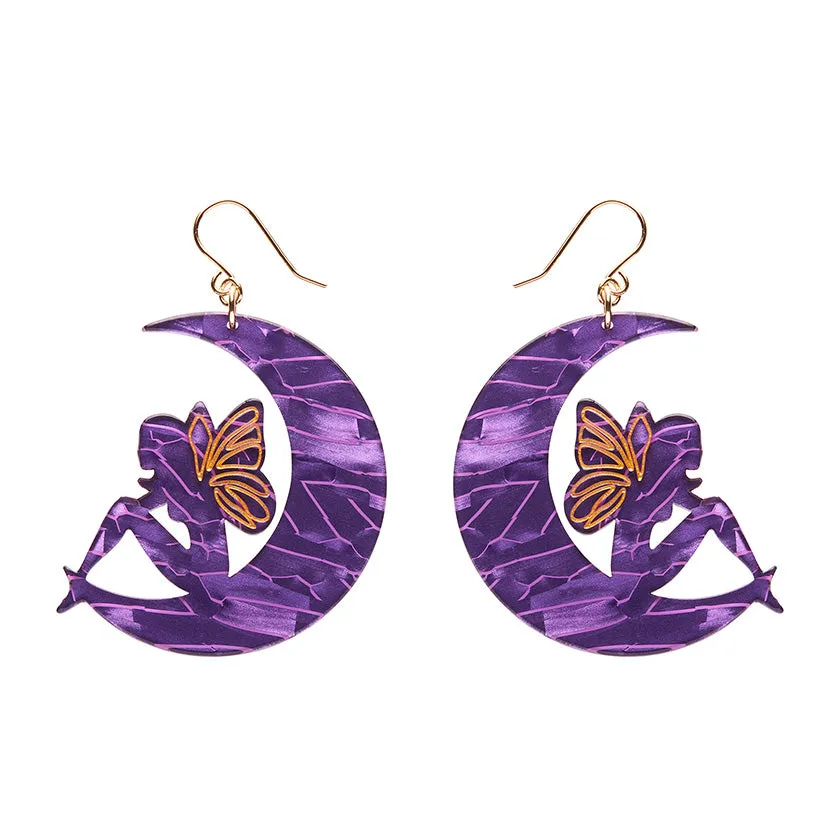 Erstwilder - Fairy Moon Drop Earrings in Purple