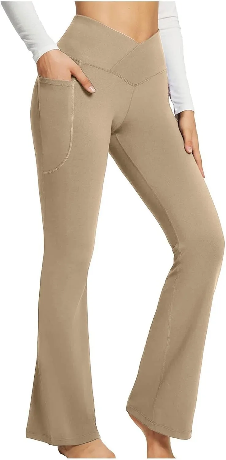 Flare Yoga Pants For Women Long Workout Legging Bell Bottom High Rise Stretch Bootcut Pull On Casual Lounge Trouser