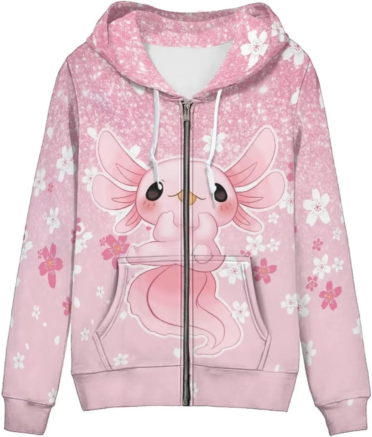 Flashideas Womens Zip Up Hoodies Long Sleeve Drawstring Oversized Casual Sweatshirts Jacket with Pocket