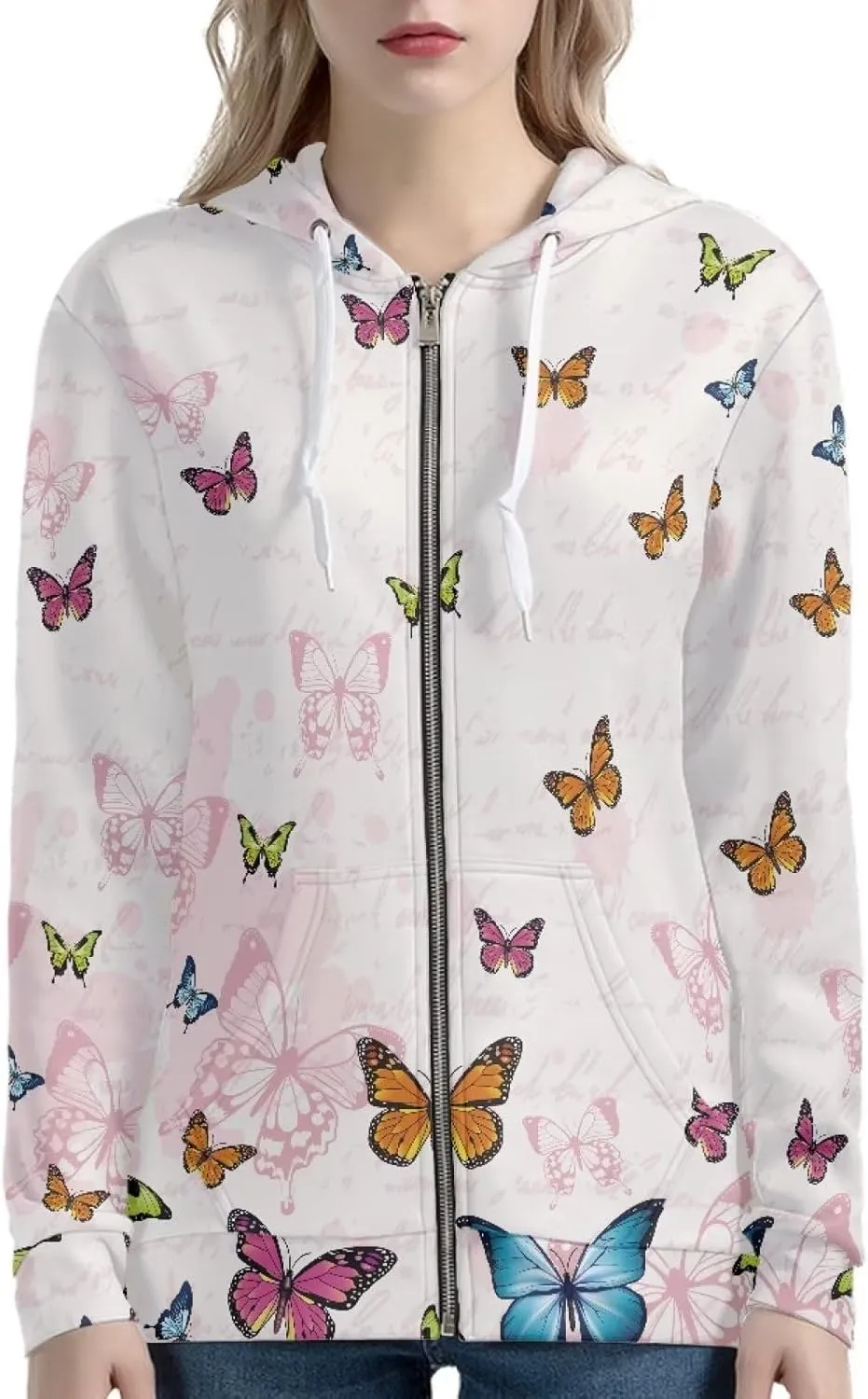 Flashideas Womens Zip Up Hoodies Long Sleeve Drawstring Oversized Casual Sweatshirts Jacket with Pocket