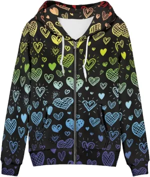 Flashideas Womens Zip Up Hoodies Long Sleeve Drawstring Oversized Casual Sweatshirts Jacket with Pocket