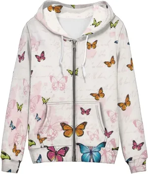 Flashideas Womens Zip Up Hoodies Long Sleeve Drawstring Oversized Casual Sweatshirts Jacket with Pocket