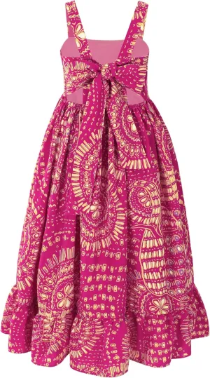 Flofallzique Girls Floral Dress Summer Vintage Tie Back Kids Birthday Party Boho Maxi Dress for 4-14