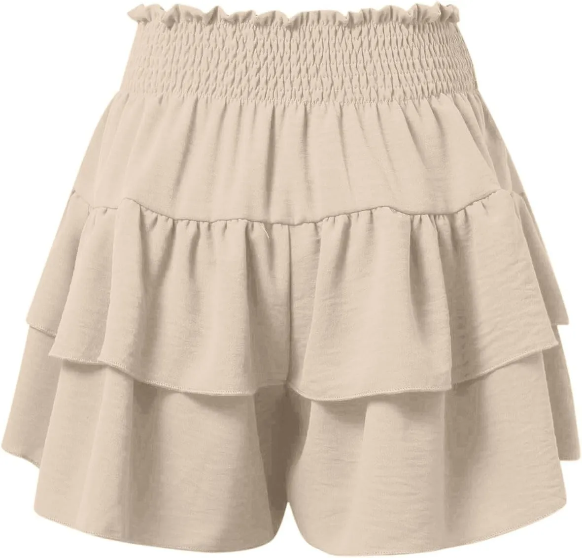 Flowy Running Shorts for Women High Waisted Solid Color Summer Tennis Skirts Trendy Casual Boho Ruffled Tiered Skort