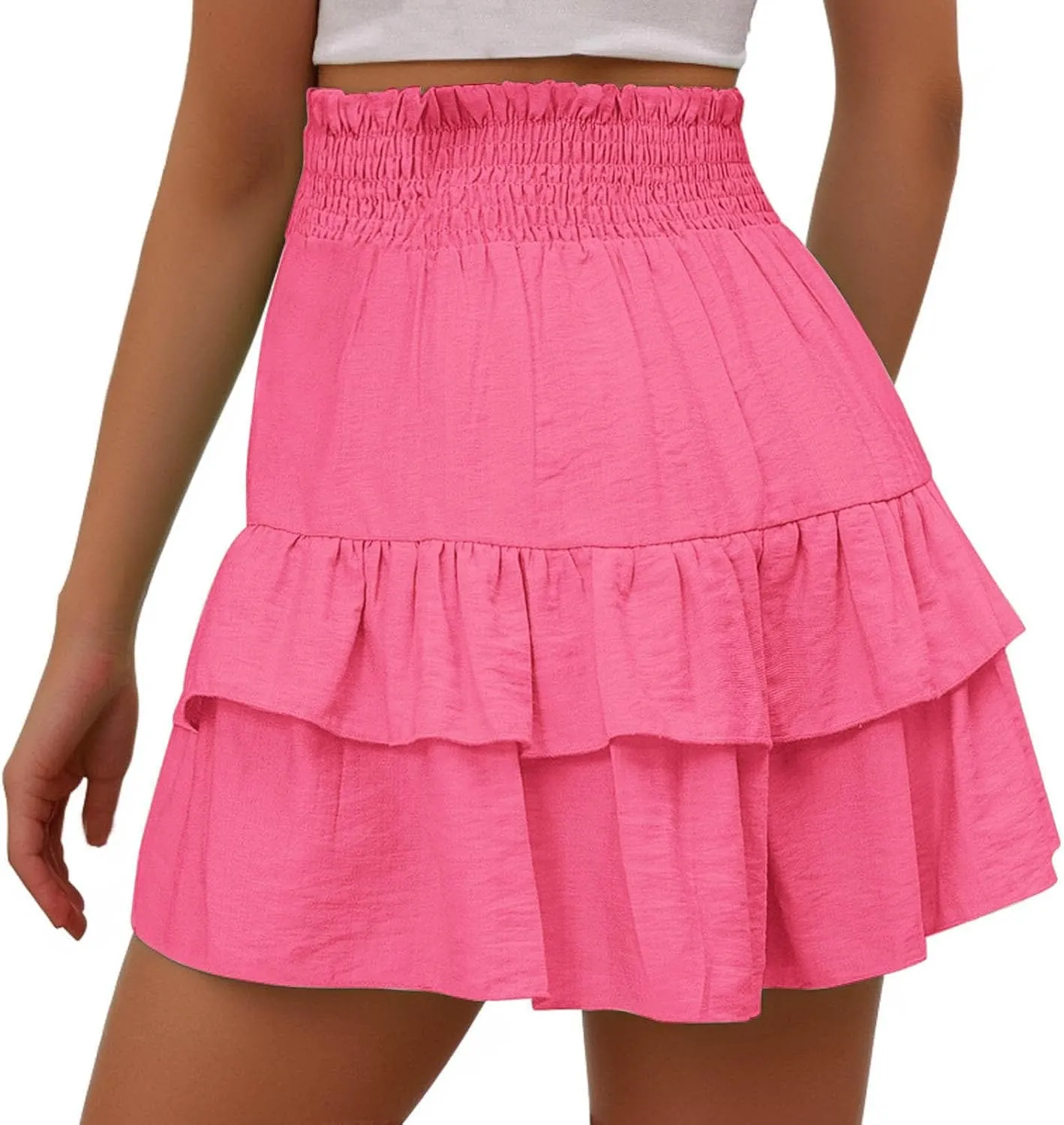 Flowy Shorts for Women Casual Boho Floral Skorts Ruffle Mini Skirts Running Tennis Butterfly Short Summer Beach Short