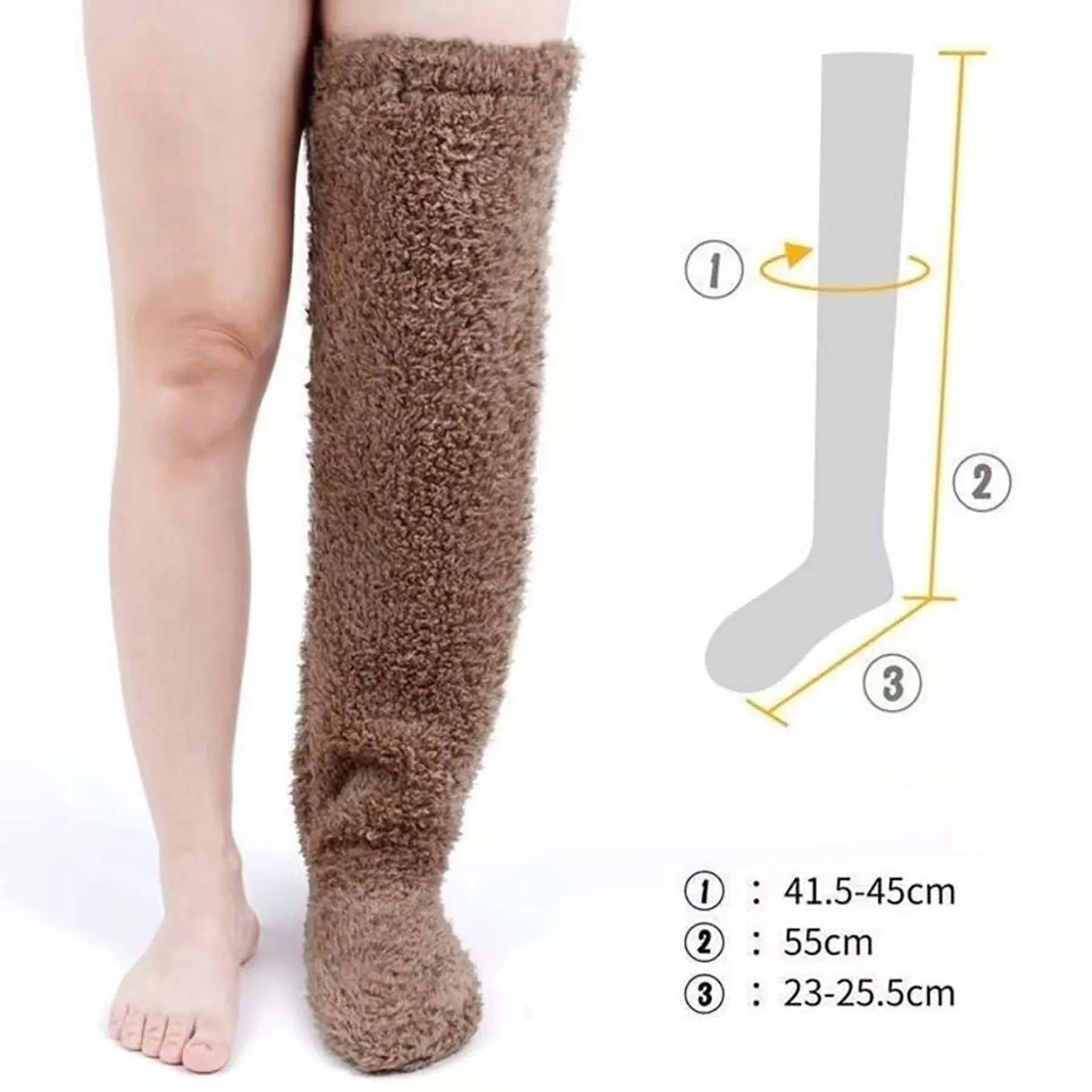 Fluffy Thigh High Leg Warmer Socks - Grey
