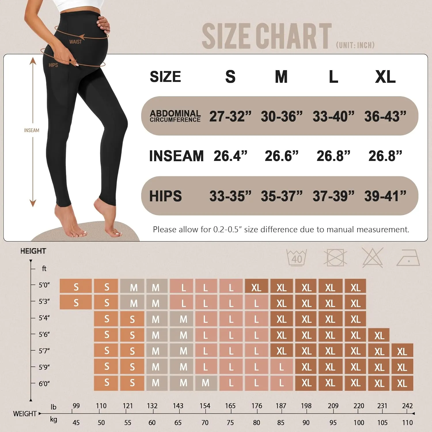 FULLSOFT Soft Maternity Workout Leggings with Pockets Over The Belly Pregnancy Yoga Pants