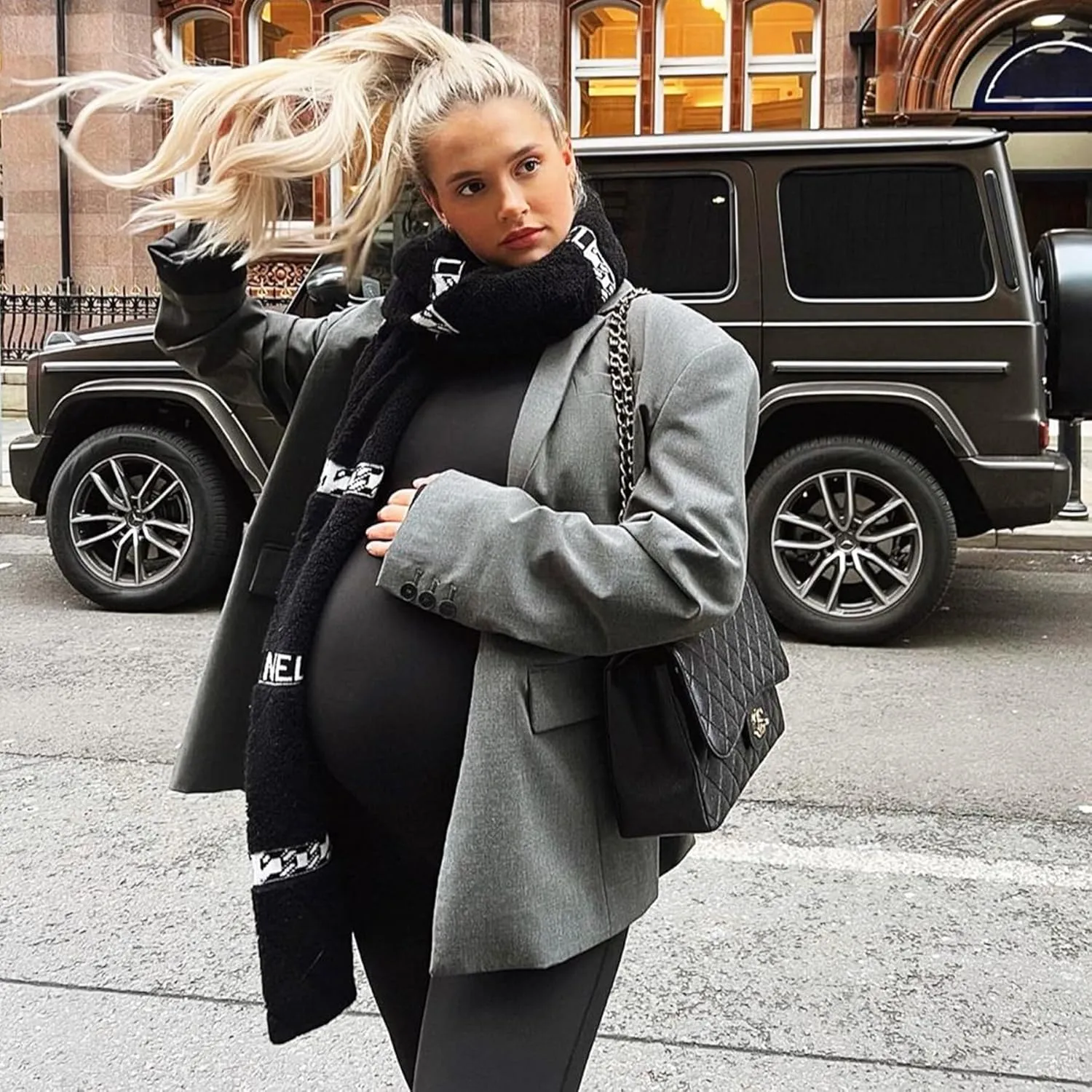 FULLSOFT Soft Maternity Workout Leggings with Pockets Over The Belly Pregnancy Yoga Pants